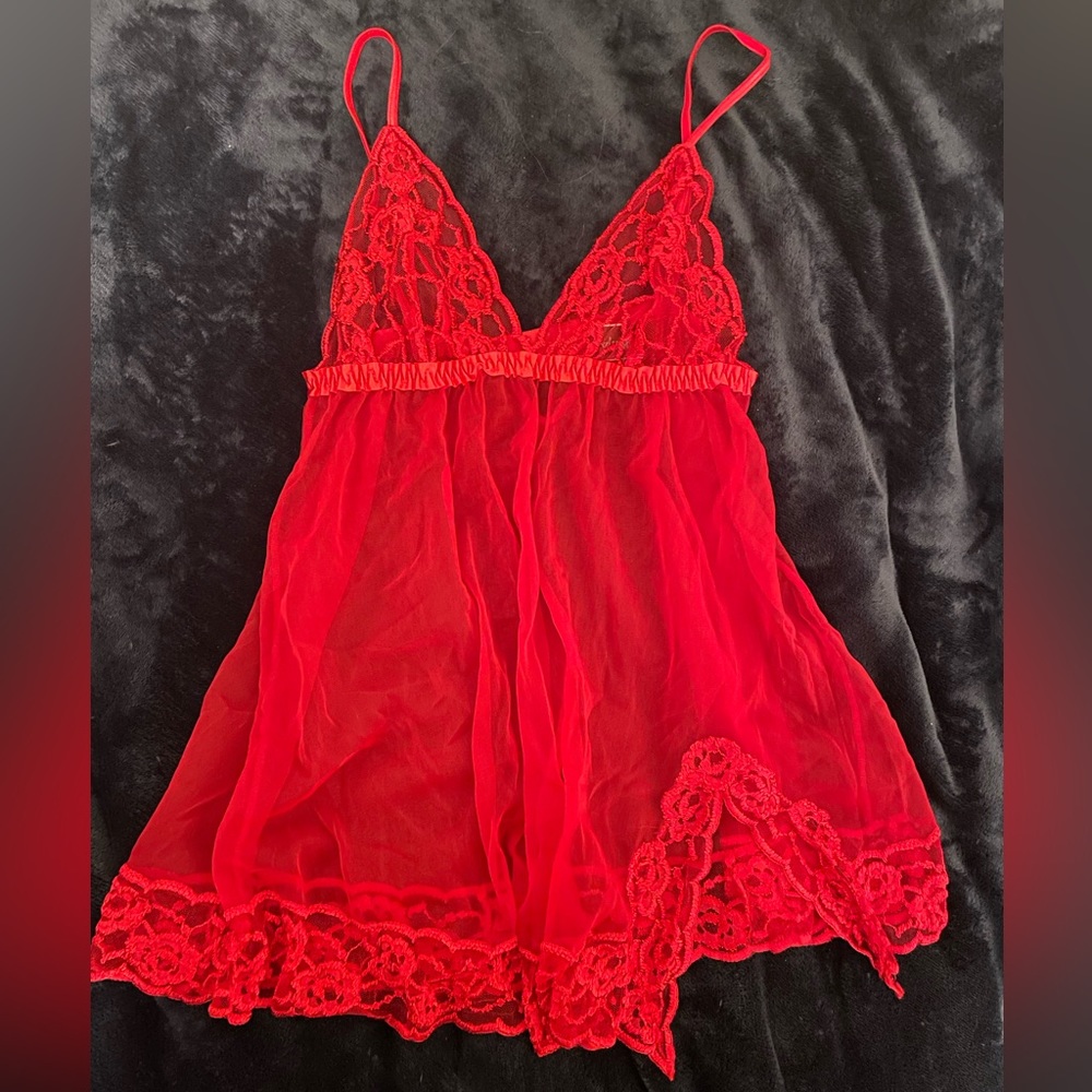 Beautiful red mesh and lace lingerie top